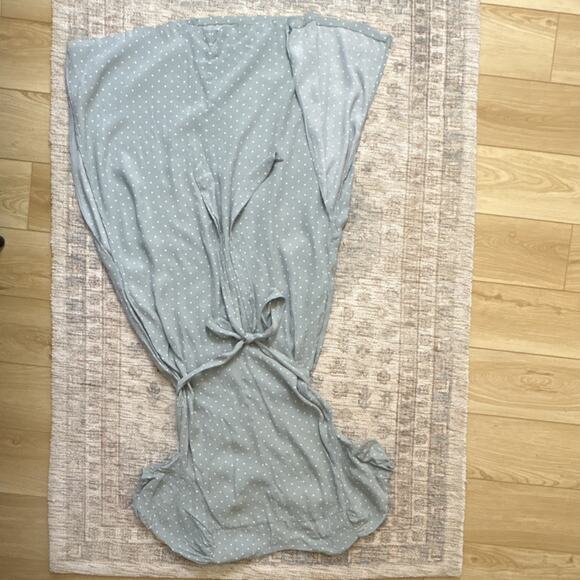 Sage Green Polka Dot Midi Dress Puff Sleeve Romantic Cottagecore Coquet - 6 - Picture 6 of 8